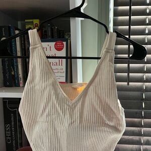 V-neck Cream Skin Tight Top